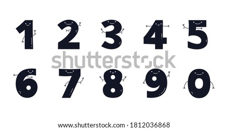 Cute numbers characters including one, two, three, four, five, six, seven, eight, nine and zero