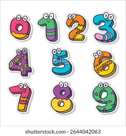 Cute numbers educational set for kids. Funny smiling number characters collection. Poster in cartoon style for school and preschool. cartoon numbers and mathematical operation signs. 91