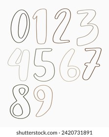 Cute numbers, hand drawn set, for education