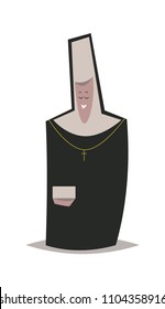 Cute nun. Flat vector illustration in cartoon style isolated on white background.