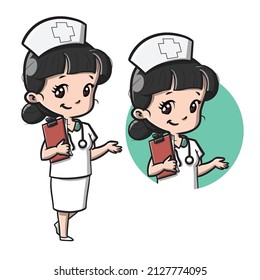 Cute Nurse Cartoon Illustration Vector Illustration