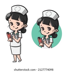 Cute Nurse Cartoon Illustration Vector Illustration