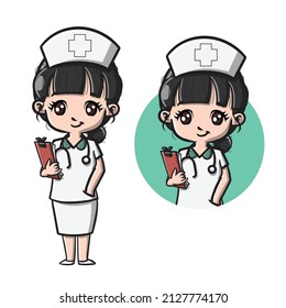 Cute Nurse Cartoon Illustration Vector Illustration