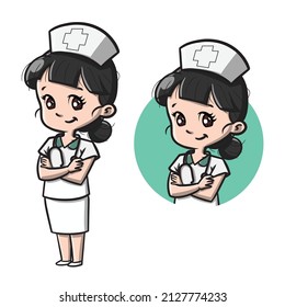 Cute Nurse Cartoon Illustration Vector Illustration