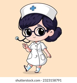 Cute nurse cartoon vector illustration
