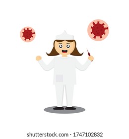 cute nurse character illustrations suitable for emoticons, hospitals, websites, etc.