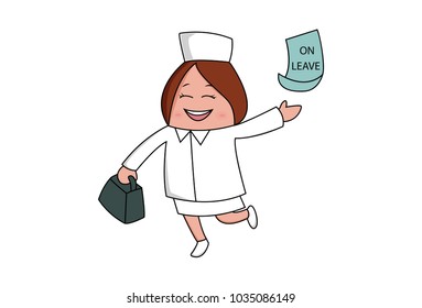 Cute Nurse Character . Vector Illustration. Isolated on white background.