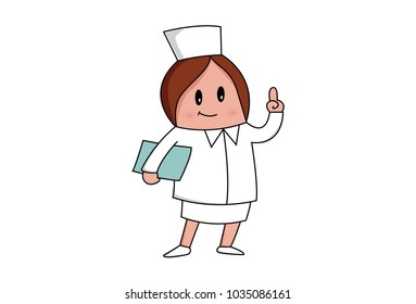 Cute Nurse Character . Vector Illustration. Isolated on white background.