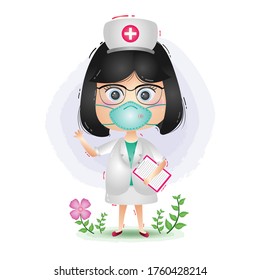 a Cute Nurse girl character cartoon vector