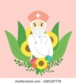 A cute nurse image for greetings here for the harwork