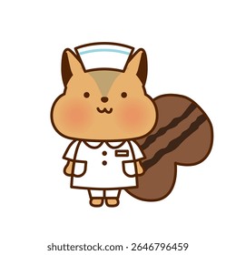 Cute Nurse Squirrel Illustration – Medical and Childcare Vector