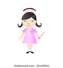 Cute Nurse - Vector Character Cartoon Illustration