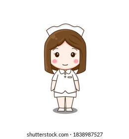 Cute nurse. Vector illustration of chibi character isolated on white background.