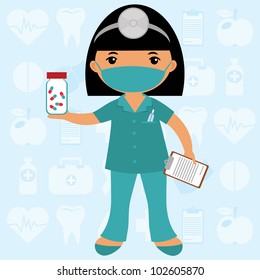 Cute nurse wearing mask