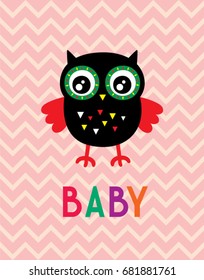 cute nursery baby owl poster vector