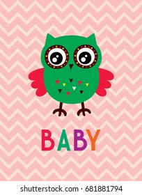 cute nursery baby owl poster vector