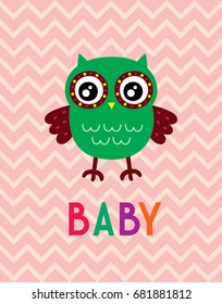 cute nursery baby owl poster vector