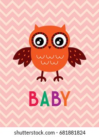 cute nursery baby owl poster vector