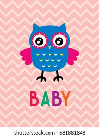 cute nursery baby owl poster vector