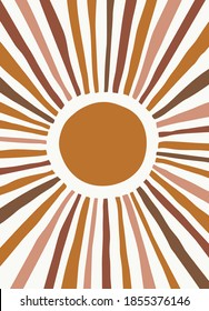 Cute Nursery Hand Drawn Abstract Sun. Scandinavian Style Kids Room Decoration. Wall Art Vector Illustration Ideal For Card, Invitation, Poster. 
