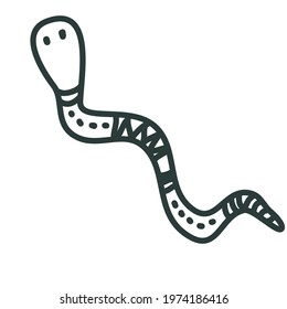 Cute nursery hand drawn snake in scandinavian style. Childish print for nursery, kids apparel, poster, postcard. Vector Illustration. scandi style coloring book. drawing for coloring. doodle animal.