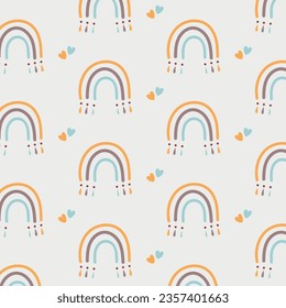 Cute nursery pattern with rainbow and hearts.