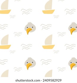 cute nursery sea background in boho style. Vector illustration isolated. 