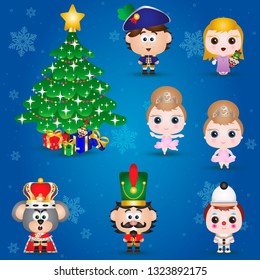 Cute Nutcracker Cartoon Characters Vector Illustration