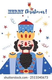 Cute nutcracker. Christmas illustration. interior poster.