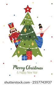 Cute Nutcracker. Cute Christmas interior poster. 