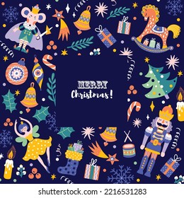 Cute Nutcracker.  Christmas vector card. Cute illustration. 