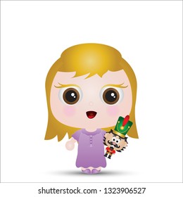 Cute Nutcracker Clara Cartoon Character Vector Illustration