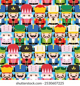 Cute nutcracker seamless pattern cartoon