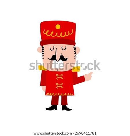 Cute nutcracker soldier character vector illustration, christmas toy