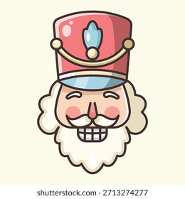 Ilustración linda de la cabeza del soldado del cascanueces para la decoración de las Navidades y el tema de Festiva