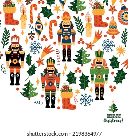 Cute Nutcracker.Christmas vector card. Cute illustration.  