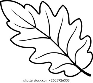 cute oak leaf in autumn style line art vector
