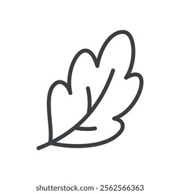 Cute oak leaf icon. Hand drawn monochrome illustration isolated on a white background. Vector 10 EPS.