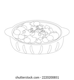 Cute oatmeal porridge. Cartoon food. Isolated on white background, flat design, line art, EPS10 vector