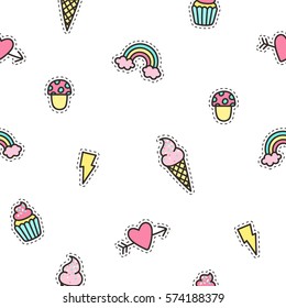 Cute objects seamless pattern. Vector background