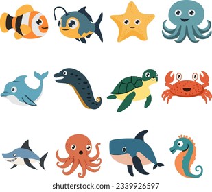 Cute Ocean Animals Collection illustration