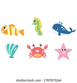 Cute Ocean Animals Simple Cute Ocean Stock Vector (Royalty Free ...