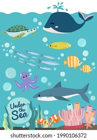 Cute ocean animals under the sea