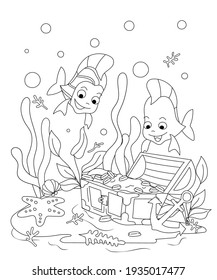 Cute Ocean animals underwear fish illustration for kids coloring book, kid’s activities