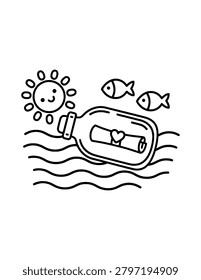 Cute Ocean Bottle Message