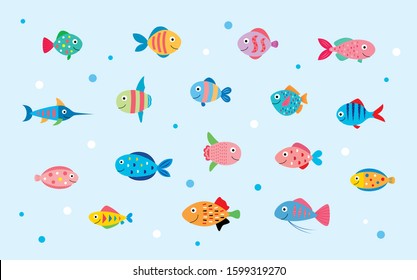 cute ocean fish cartoon vector