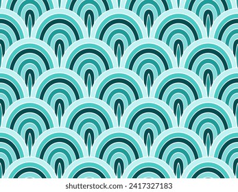 Cute océano de peces squama vectorial ornamento interminable. Textura de barro de pescado alegre. Impresión de la escala de peces de mar mosaico. Maravilloso fondo de squama animal. Motivo estilizado asiático.