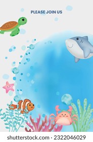 Cute Ocean Fish Theme Invitation Template