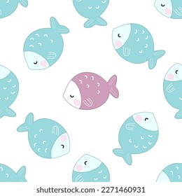 Cute ocean life seamless pattern for children