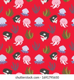 cute ocean life vector pattern